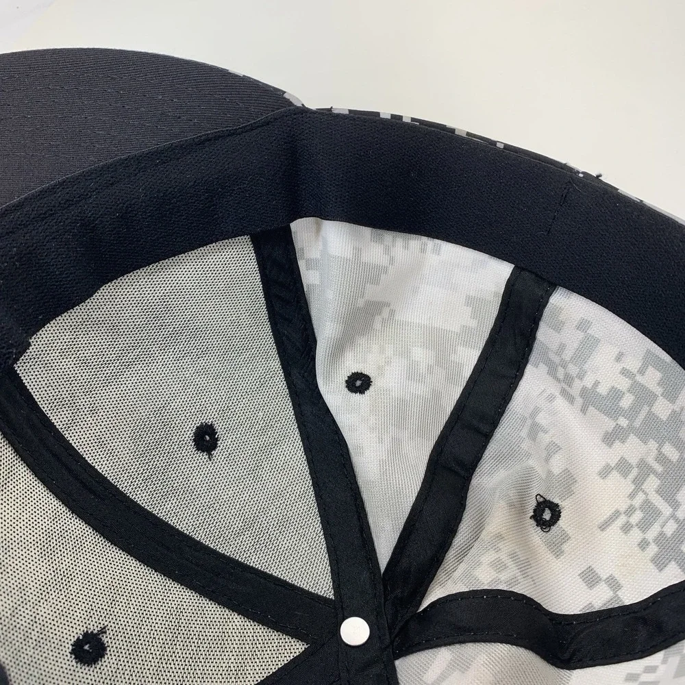 Blank Digital Camo Hat Black Gray Headgear Med Fitted 7 1/8 - 7 3/8 Baseball Cap